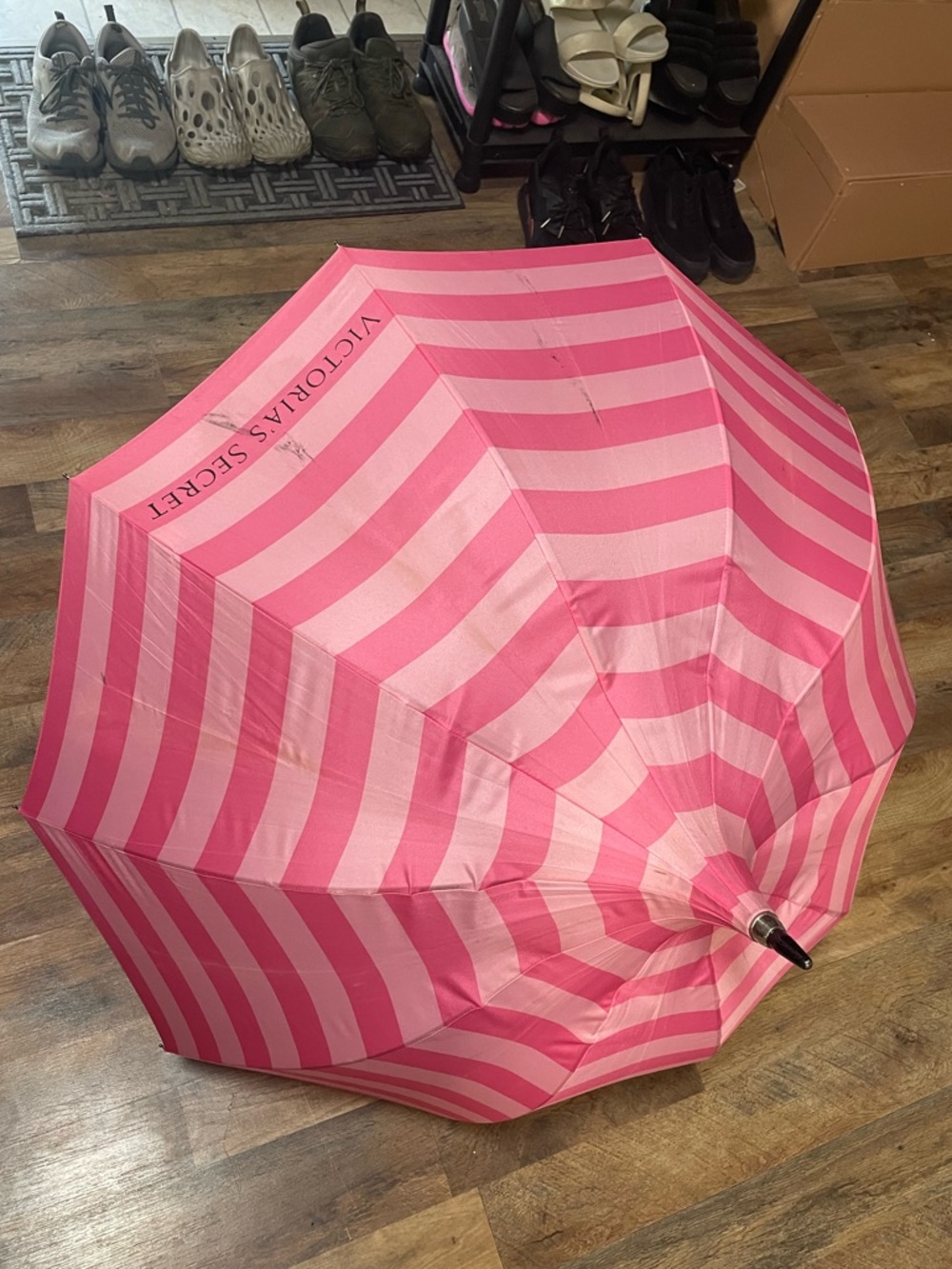 Vintage Victoria’s Secret Pink 2010 Stripe Umbrella Rain Beach Rare